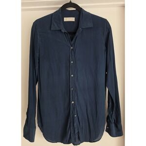 Everlane Women's Blue Silk Long Sleeve Blouse Pit to Pit 18" Length 27"
